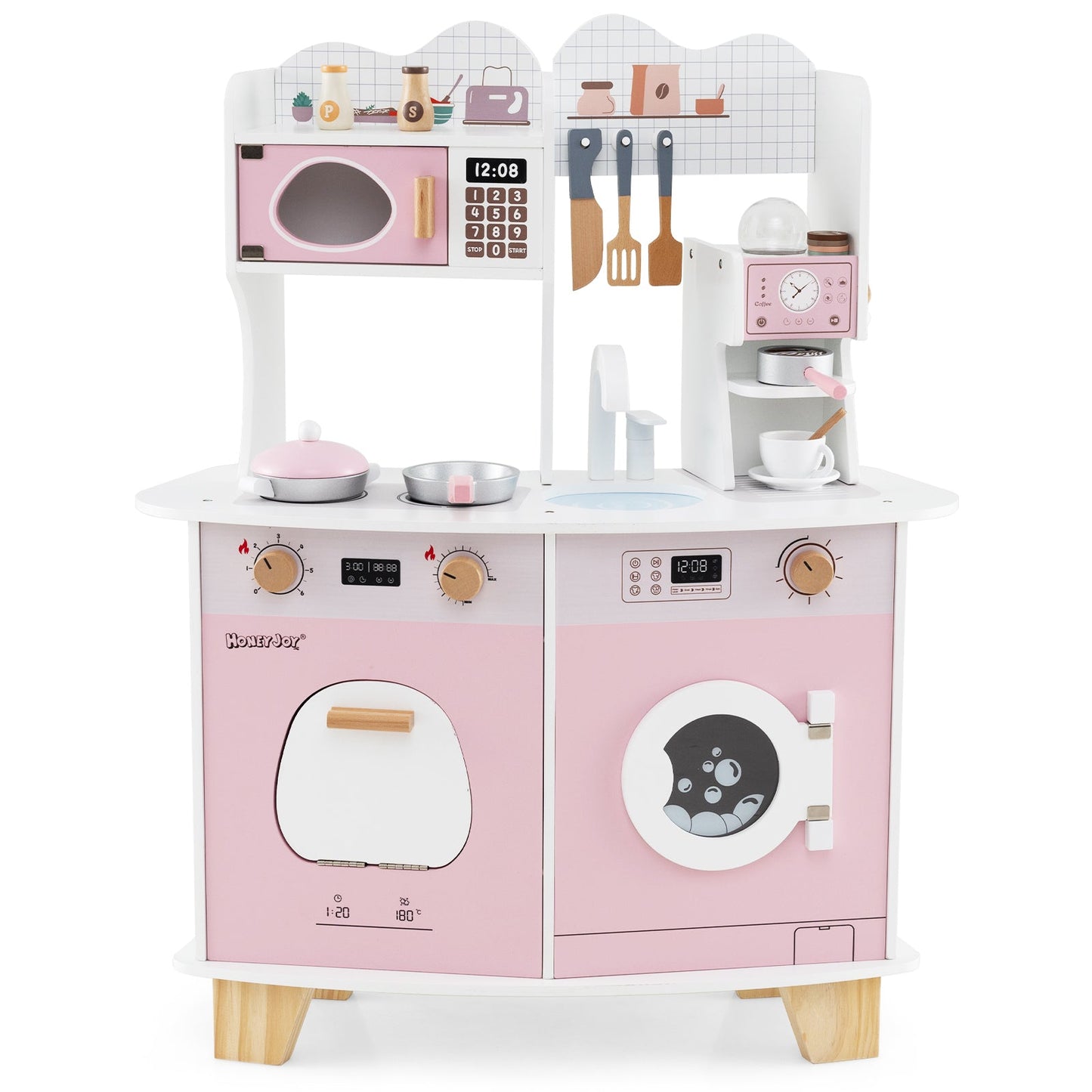 Cuisine en Bois pour Enfants avec Machine à Café - Rose