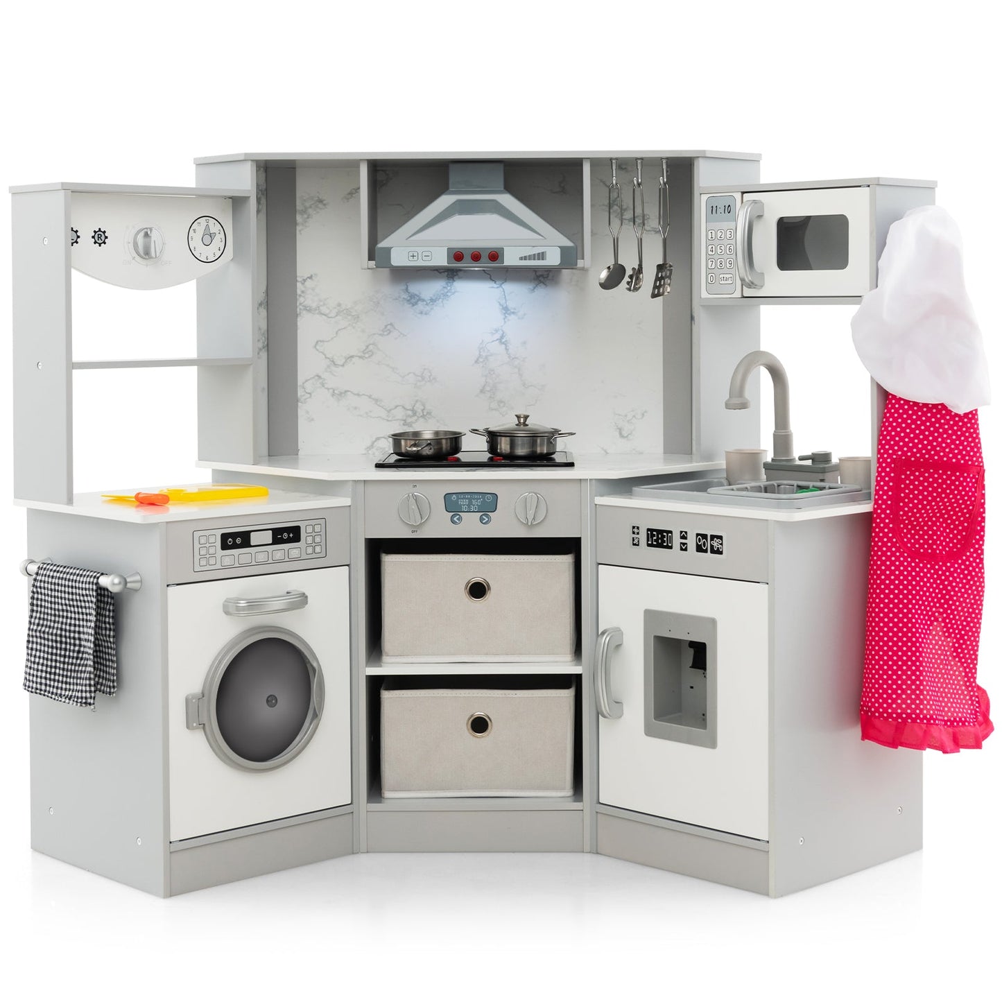 Ensemble de cuisine en bois pour enfants avec lumières et sons réalistes