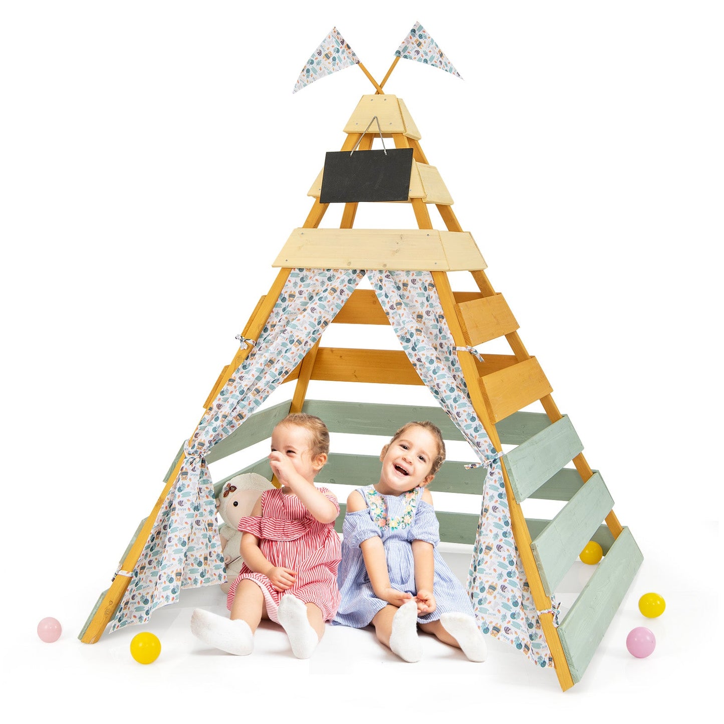 Triangle Hideaway Playhouse with Removable Chalkboard