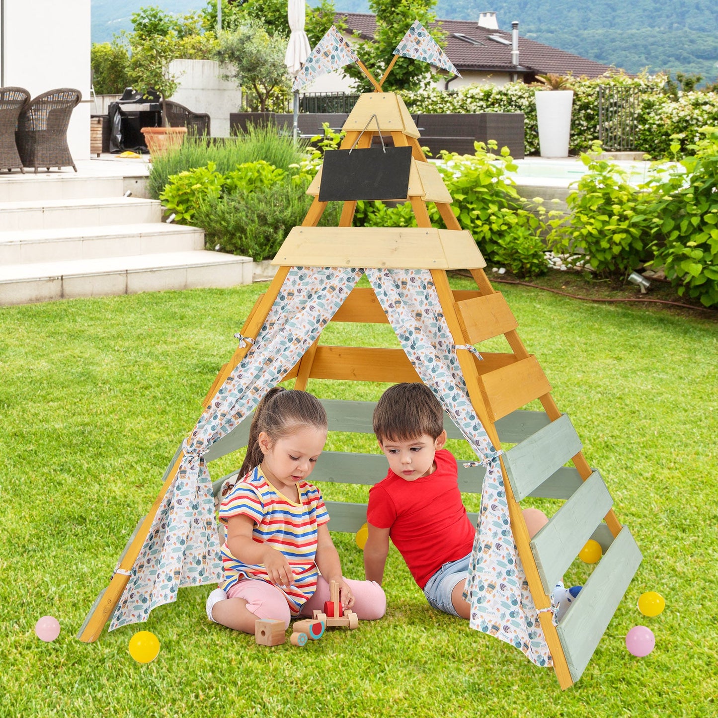 Triangle Hideaway Playhouse with Removable Chalkboard