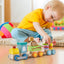 Juego de tren educativo apilable de madera con juguetes de animales coloridos