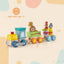 Juego de tren educativo apilable de madera con juguetes de animales coloridos