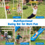 Wooden Swing Set with Upper Deck Slide & Steering Wheel