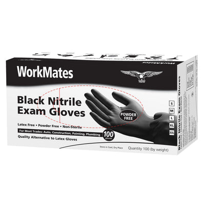 Workmates Black Nitrile Gloves - 100 Count, Size Small