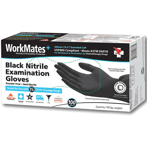 Gants en nitrile polyvalents Workmates, noirs, taille M, 100 unités