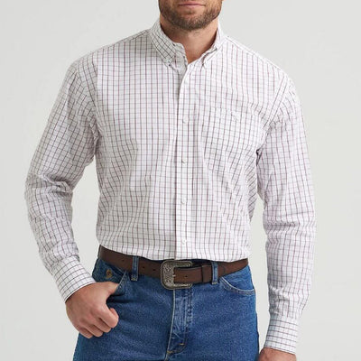 George Strait Men's Wine Checkered Shirt | Wrangler - Korvel