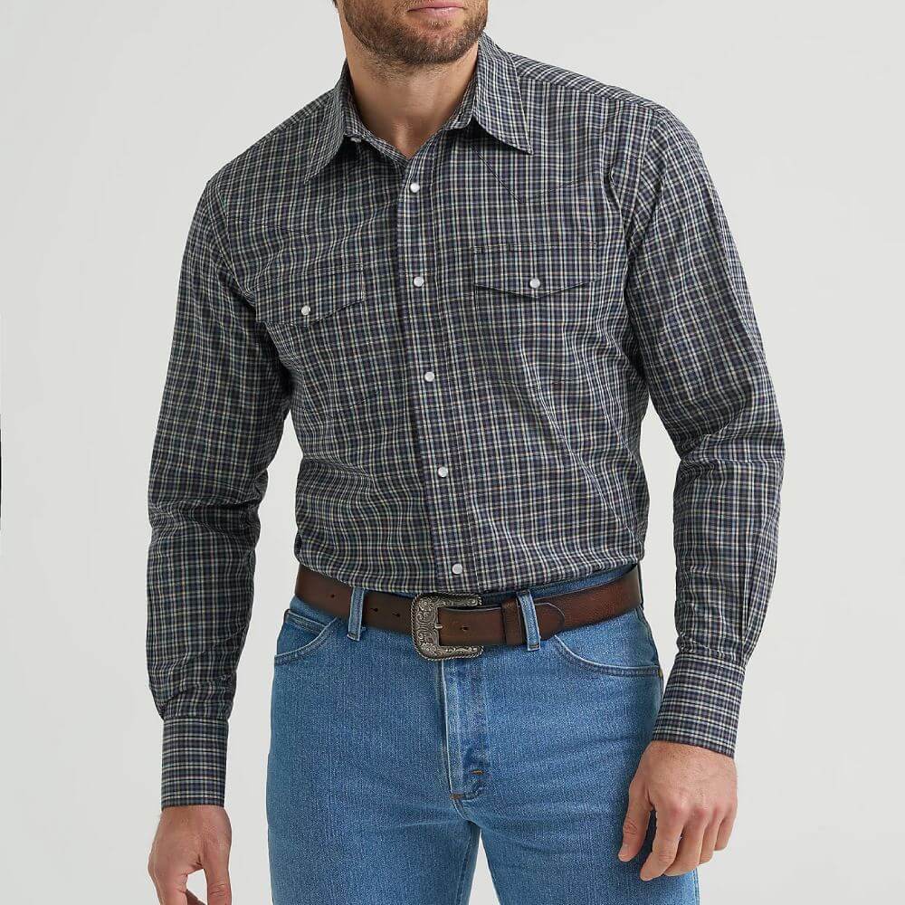 Black Plaid Wrinkle Release | Wrangler Mens - Korvel
