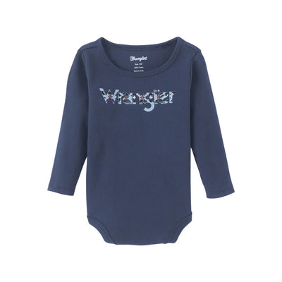 Wrangler Infant Long Sleeve Onesie - Navy Aztec Logo - Korvel