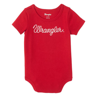 Bright Red Wrangler Infant Onesie with Logo - Korvel