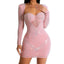 Zoctuo Women's Elegant Rhinestone Long Sleeve Dress