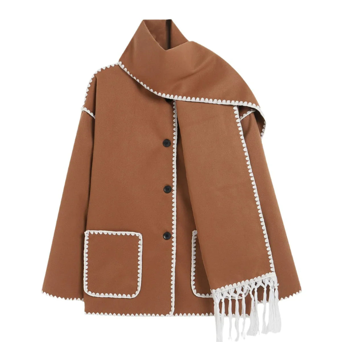 Manteau en Laine Épais Premium pour Femmes avec Écharpe