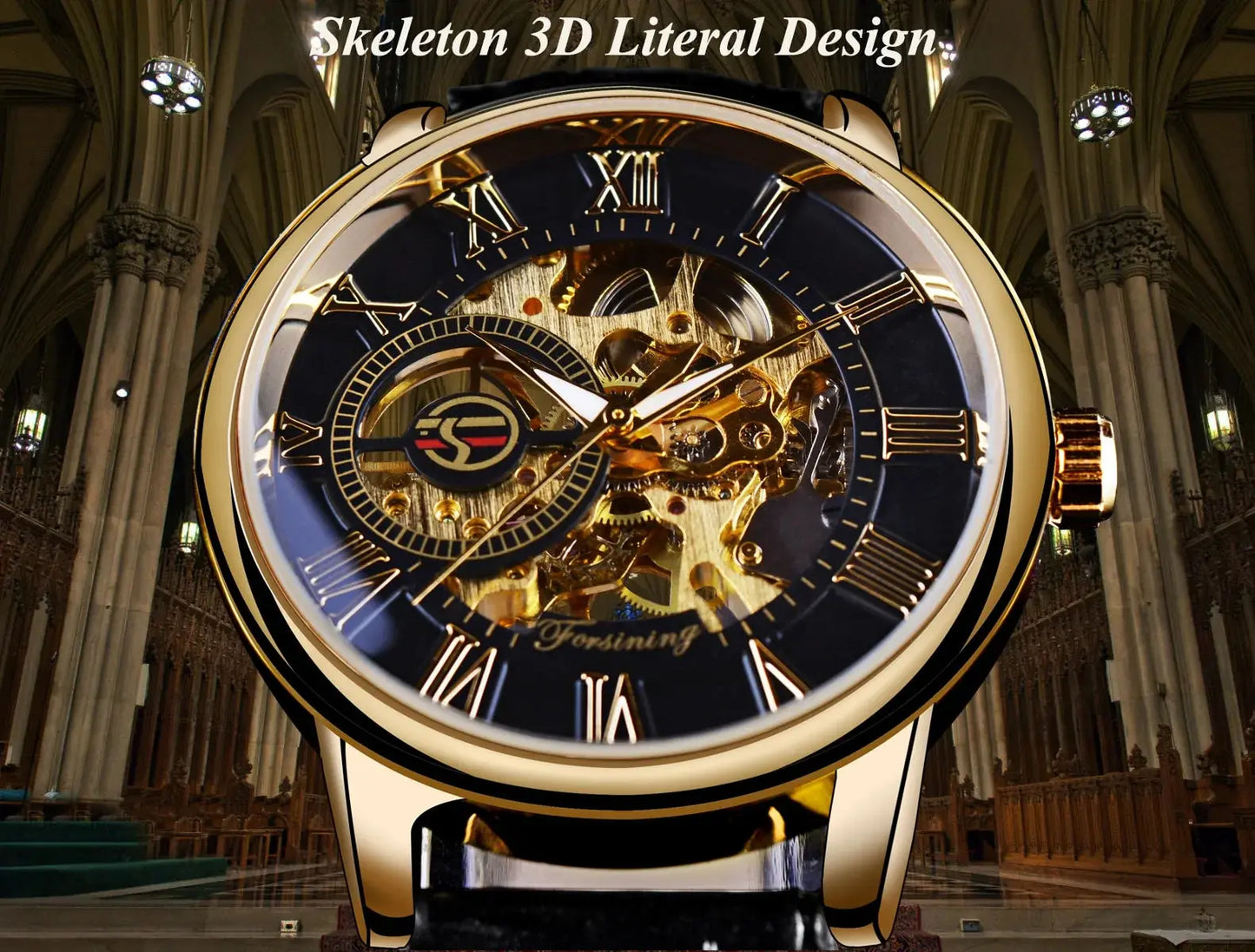 Men's Luxury Mechanical Watch with Leather Band
