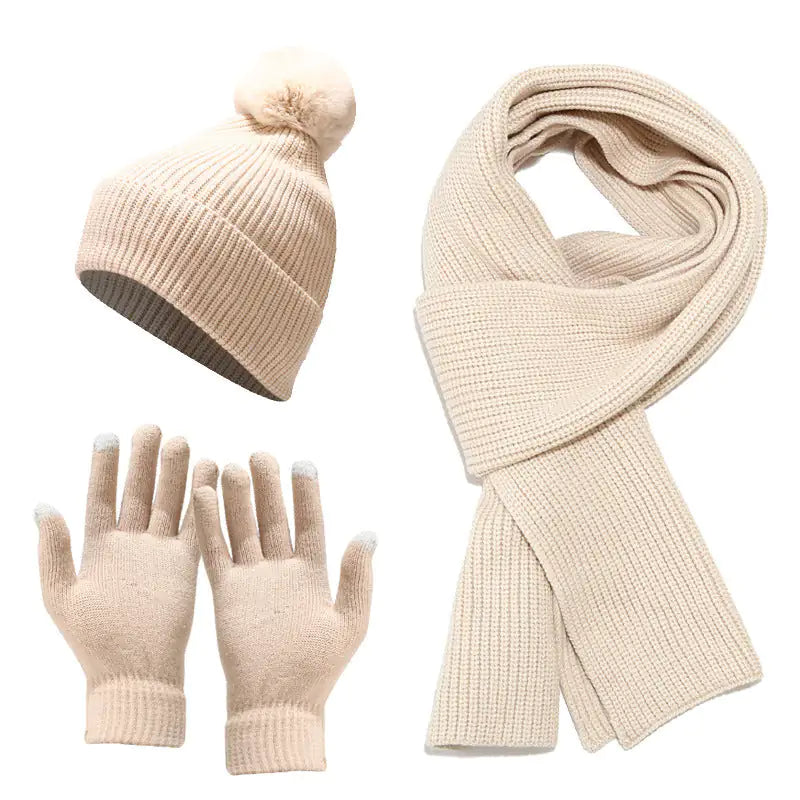 Ensemble écharpe, bonnet et gants 3-en-1 d'hiver confortable