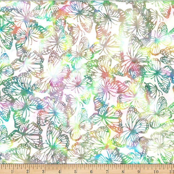 Spring Bali Batik Butterflies Cotton Fabric - 44"/45" Per Yard