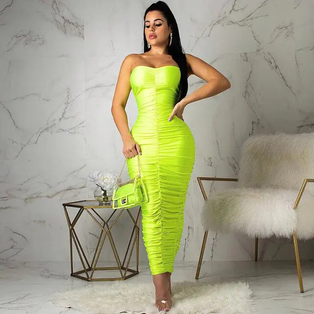 Vestido Tubo Verde Neón para Mujeres