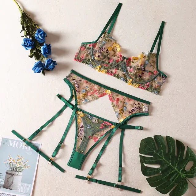 Bralette de Lino con Bordado Floral