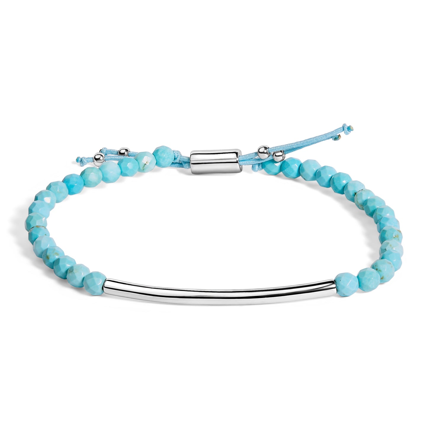 Pulsera de Estación de Perlas de Turquesa de Plata Esterlina con Cierre Bolo