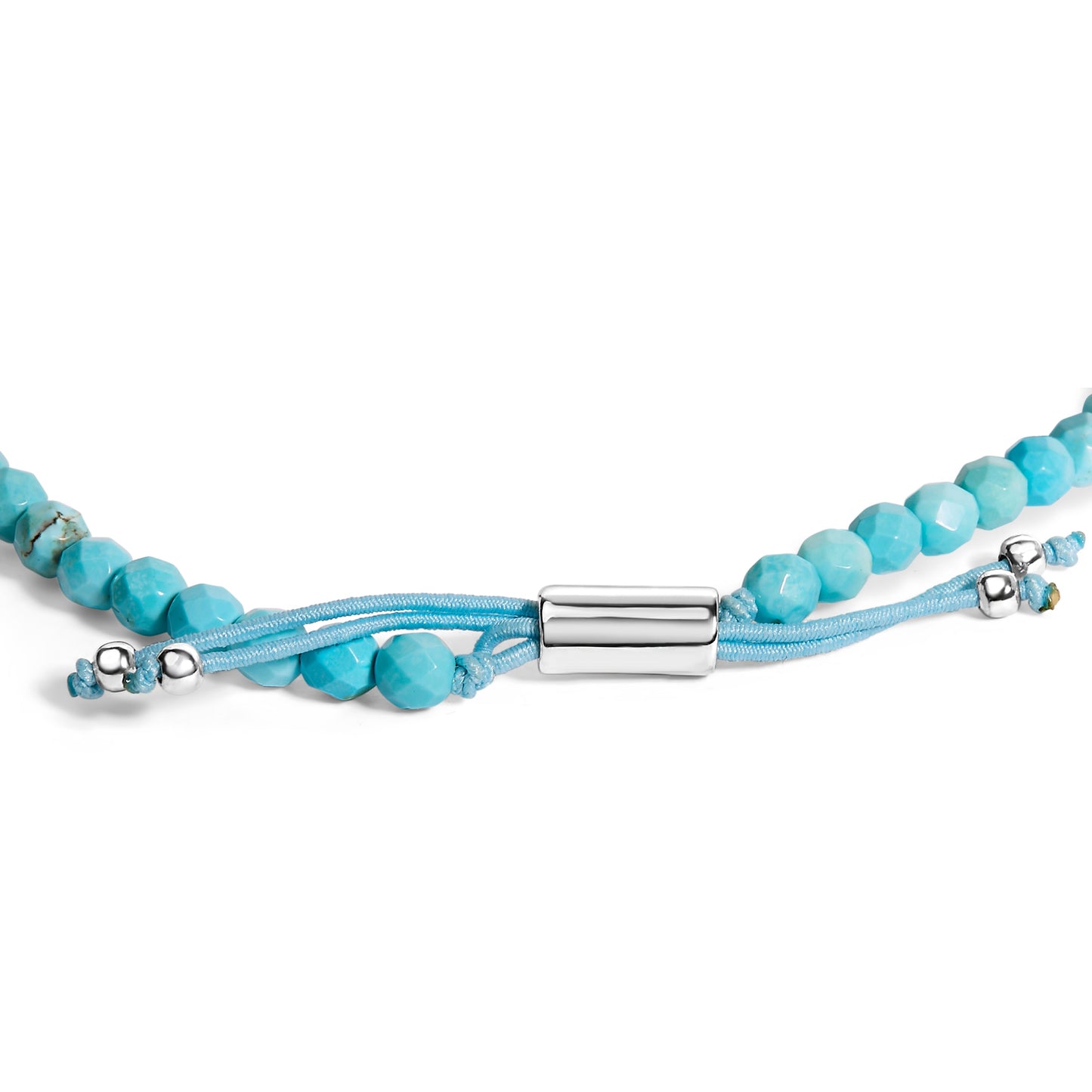Pulsera de Estación de Perlas de Turquesa de Plata Esterlina con Cierre Bolo
