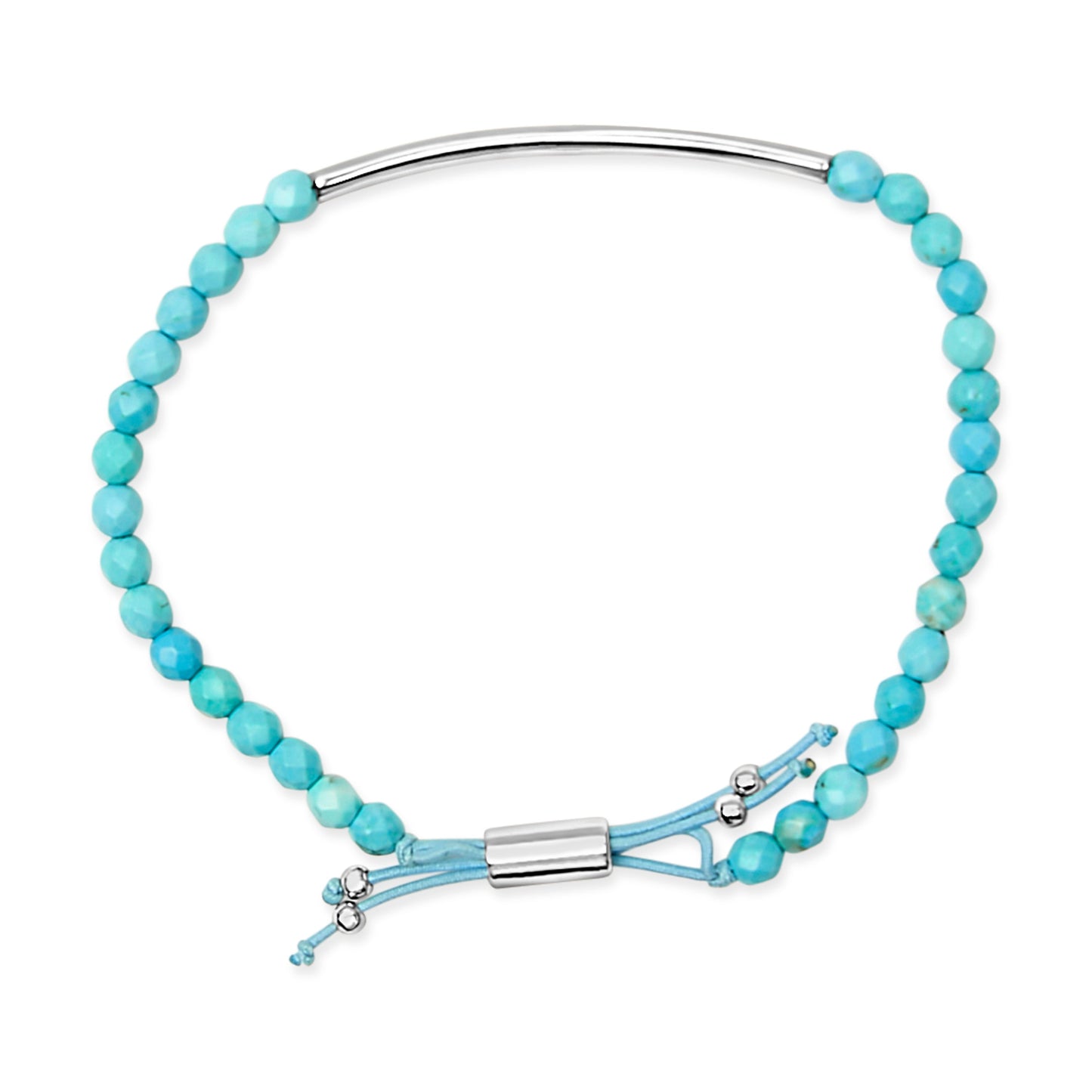Pulsera de Estación de Perlas de Turquesa de Plata Esterlina con Cierre Bolo