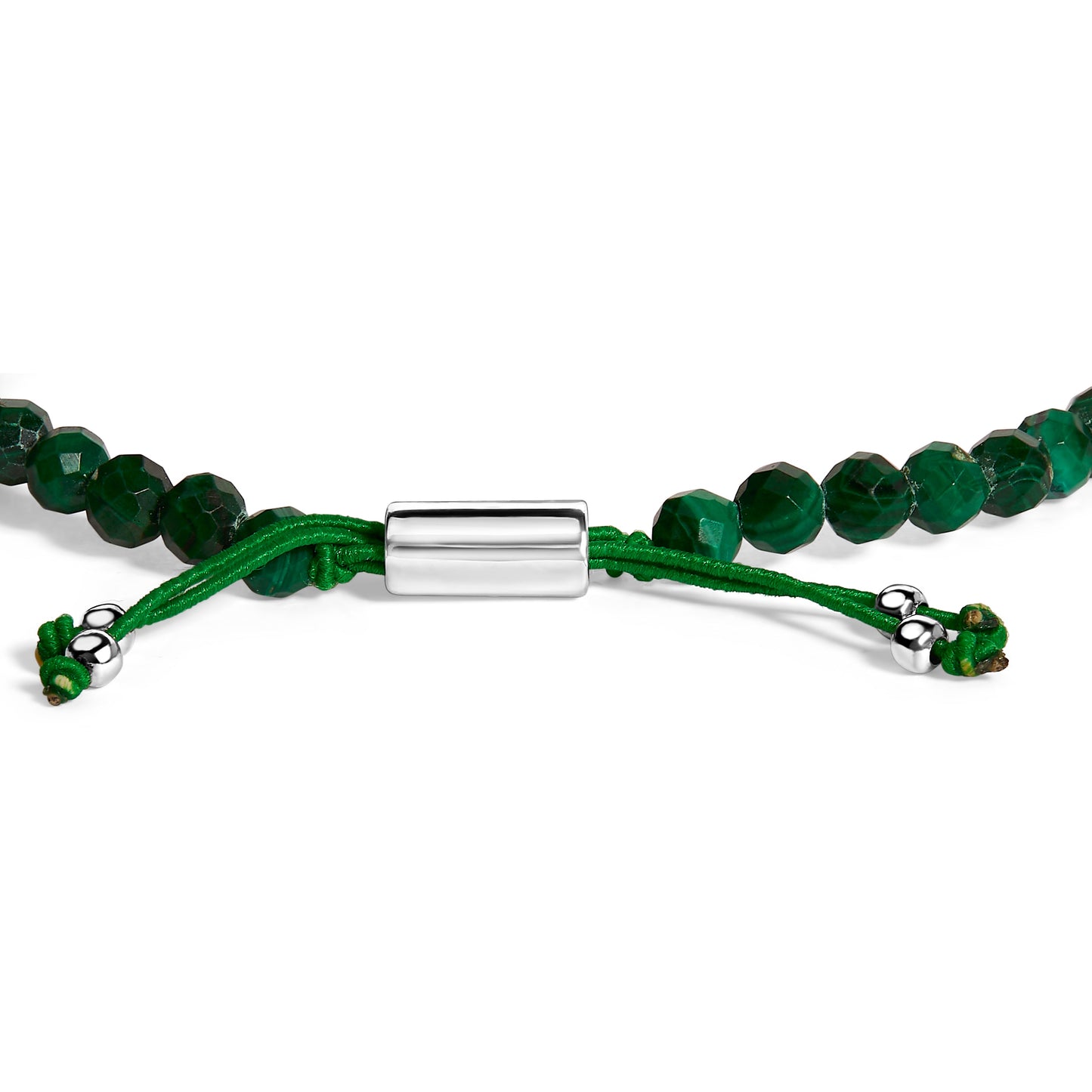 Pulsera de Estación de Perlas de Malaquita de Plata de Ley con Cierre Bolo