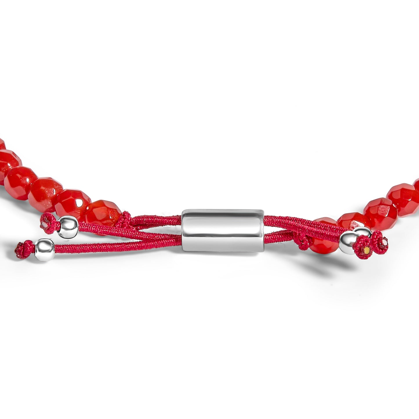 Pulsera de Estación de Cuentas de Jaspe Rojo de Plata Esterlina con Cierre Bolo