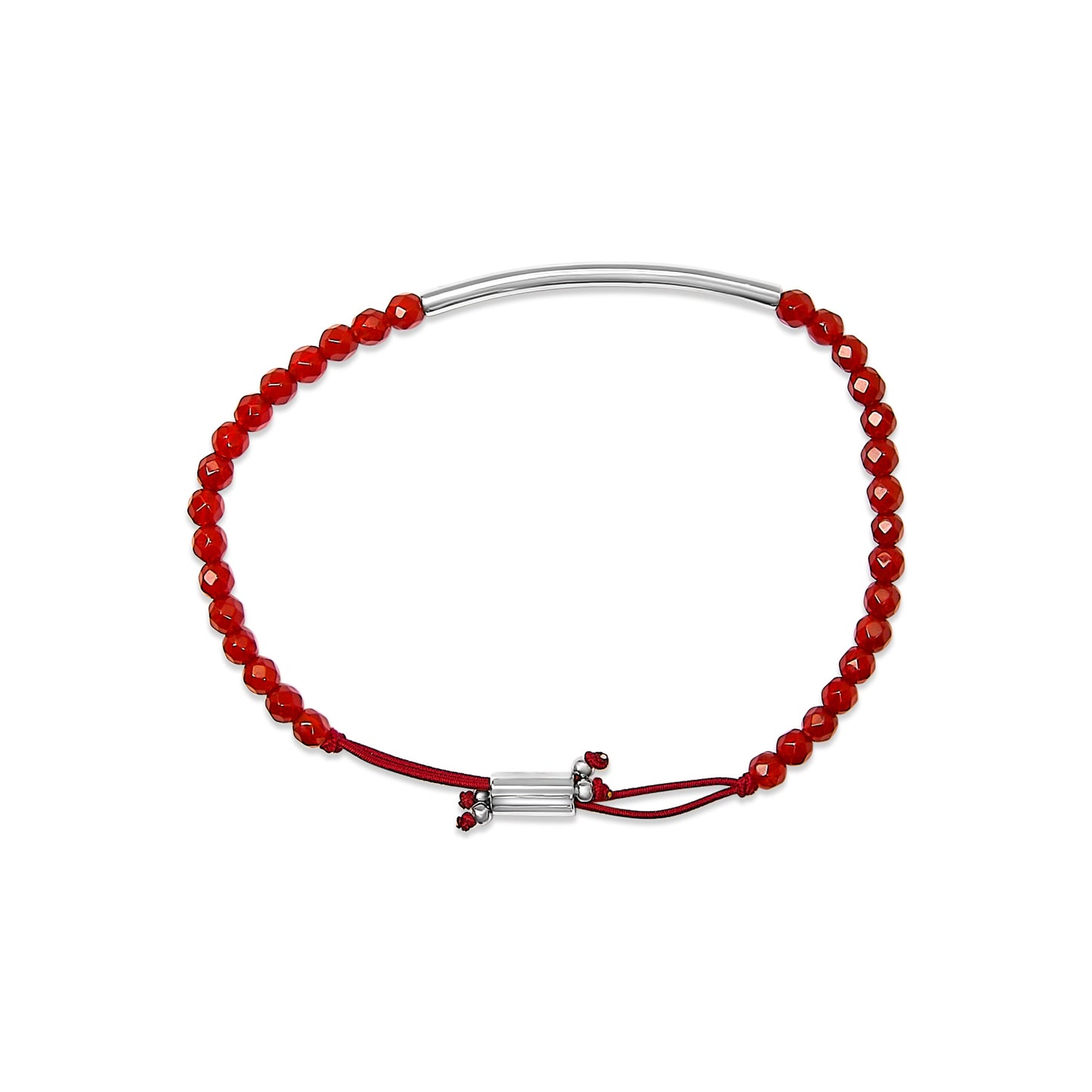 Pulsera de Estación de Cuentas de Jaspe Rojo de Plata Esterlina con Cierre Bolo