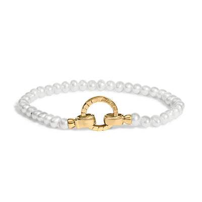 Pulsera de Tenis con Cierre Infinito de Perlas en Vermeil de Oro Amarillo de 18K