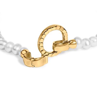 Pulsera de Tenis con Cierre Infinito de Perlas en Vermeil de Oro Amarillo de 18K