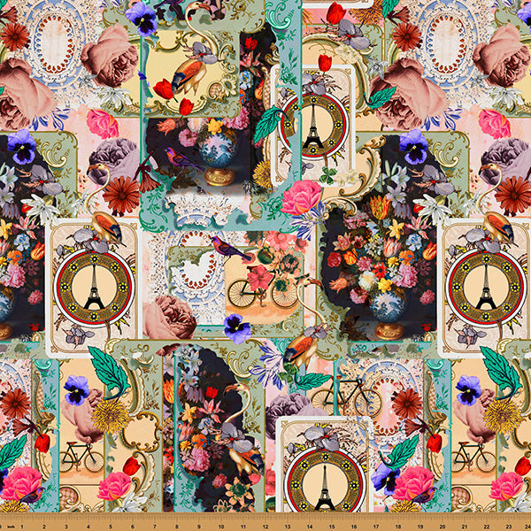 Multicolor Paris Luck Cotton Fabric - 43"/44" Per Yard
