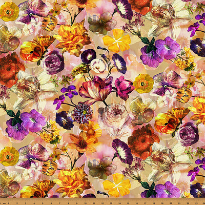 Tissu en coton floral ambre Mousing Around - 43"/44" par yard