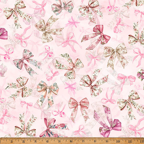Tela de Algodón Blush Bows Soiree por Yarda