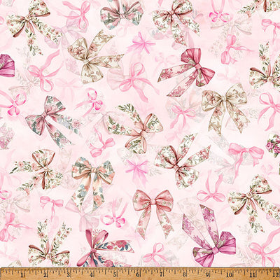 Tissu en coton Blush Bows Soiree au mètre
