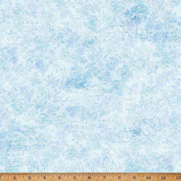 Tissu en coton floral bleu ciel Soiree au mètre