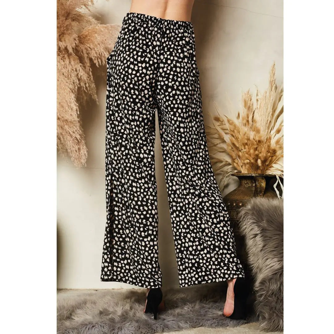 Pantalones de Pierna Ancha con Puntos Cepillados