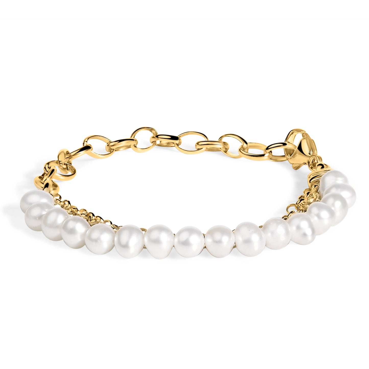 Bracelet en lien de perles cultivées en vermeil d'or jaune 18K