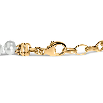 Pulsera de eslabones de perlas cultivadas en vermeil de oro amarillo de 18 quilates