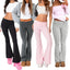Pantalones de campana de talle bajo sólidos para mujer