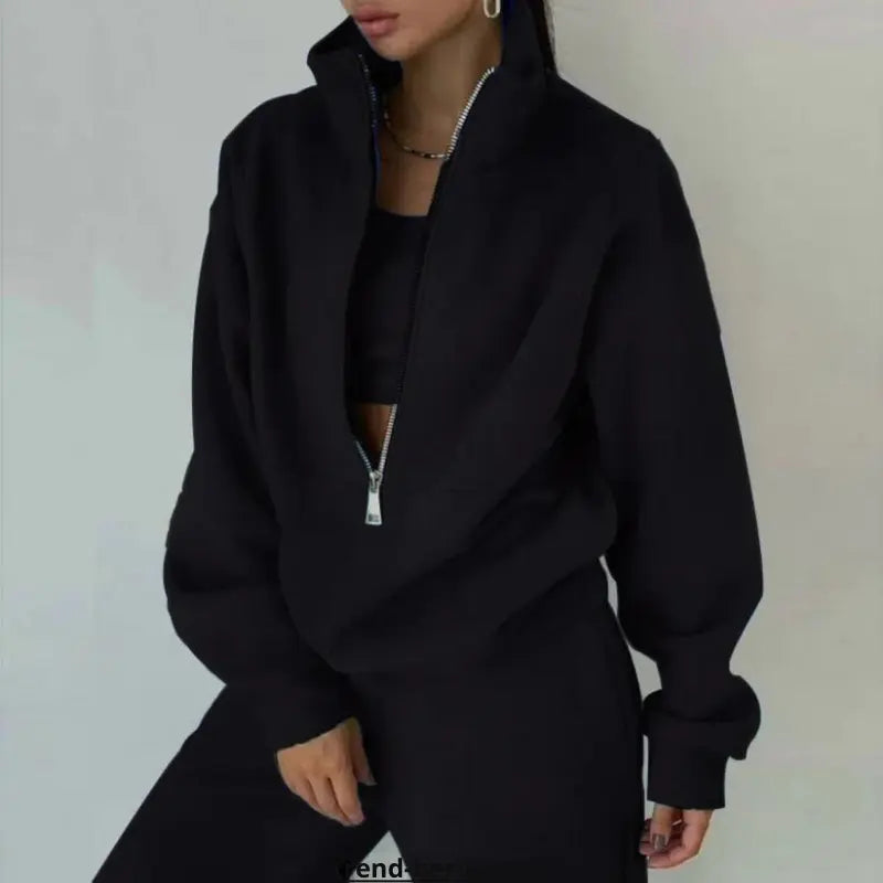 Ensemble de survêtement à capuche uni pour femmes - Confort élégant