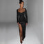 Slim Fit Long Sleeve Dress with Side Slit