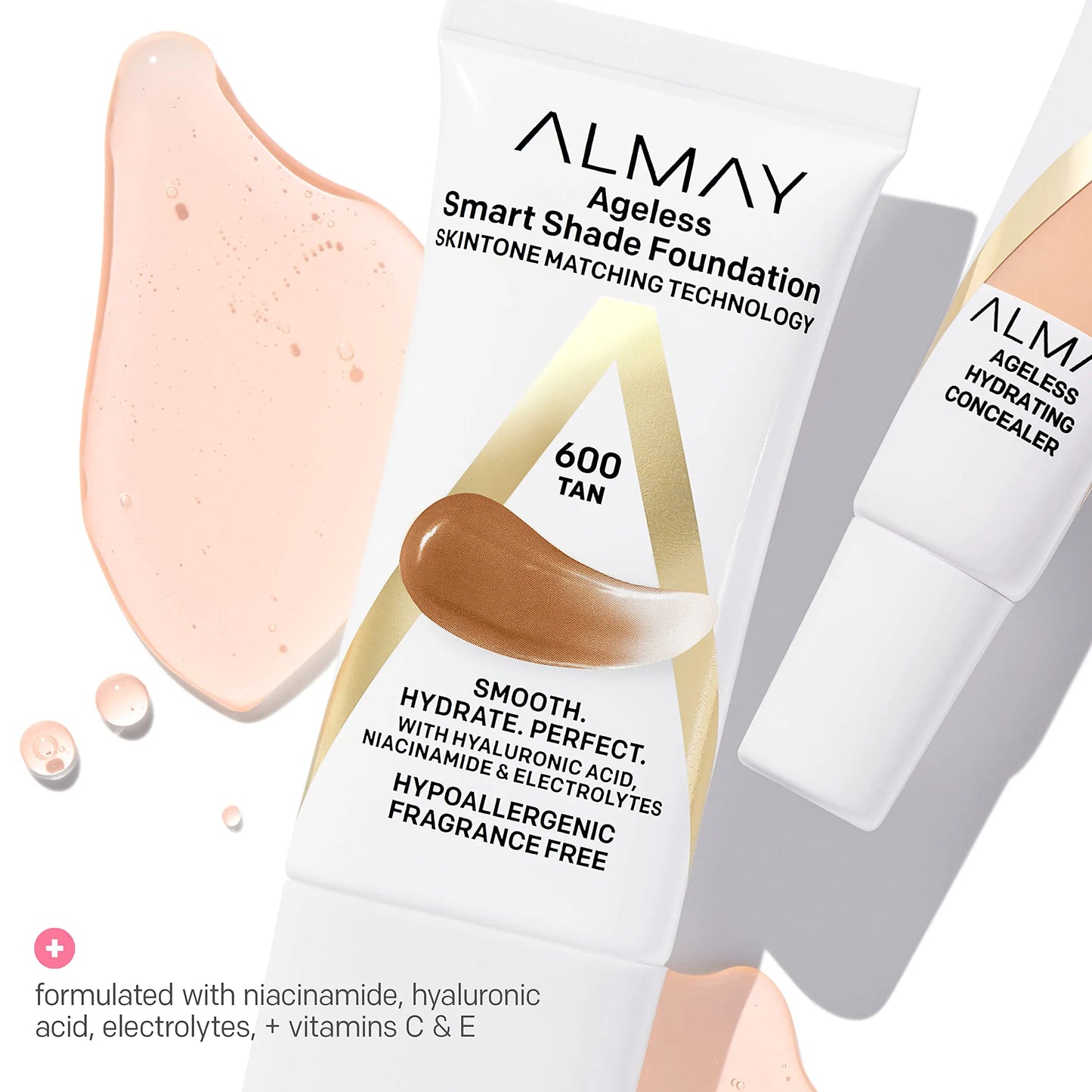 Fond de teint Almay Smart Shade avec acide hyaluronique et niacinamide, 30 ml