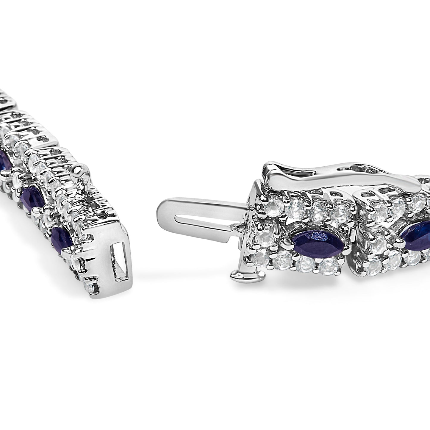 Pulsera de Zafiro Azul Oscuro y Topacio de Plata Esterlina Art Deco