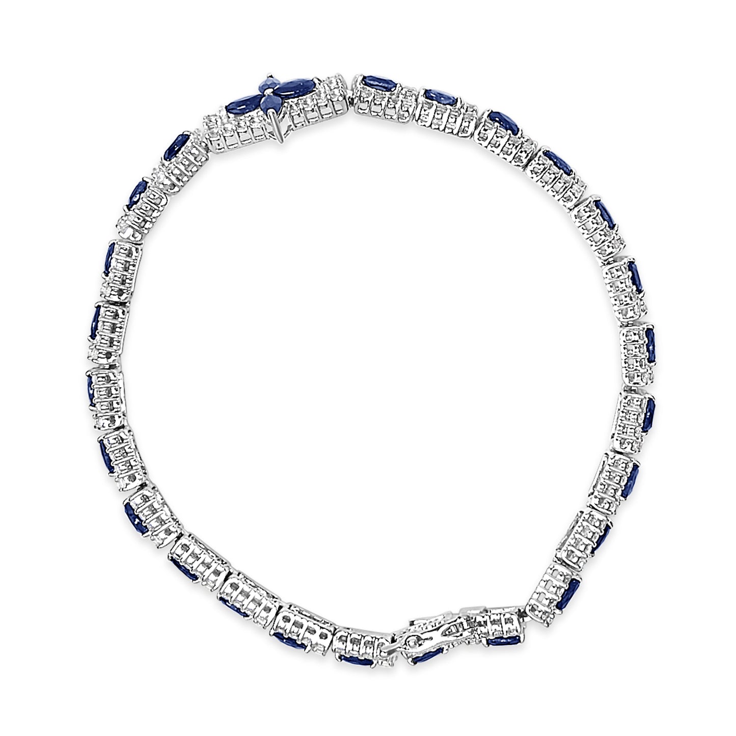 Pulsera de Zafiro Azul Oscuro y Topacio de Plata Esterlina Art Deco