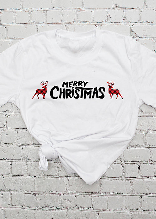 Camiseta navideña con ciervos XMS0002WHT