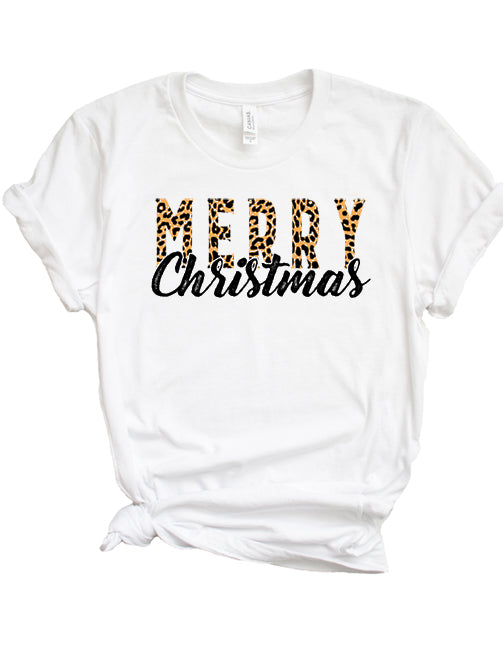 Camiseta de leopardo con texto "Feliz Navidad" XMS0049