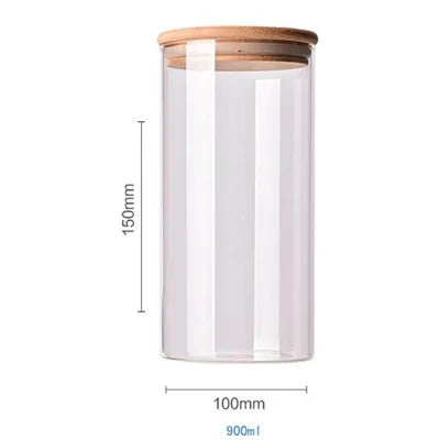 Contenants de stockage alimentaire en verre borosilicate recouverts de bambou