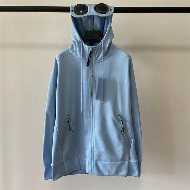 Hoodie Zip avec Décoration de Lentille Stylée pour Hommes et Femmes