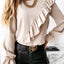 Lady Office Work Ruffles O-Neck Blouse