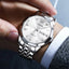 Montre analogique de luxe OLEVS pour homme en deux tons avec diamants