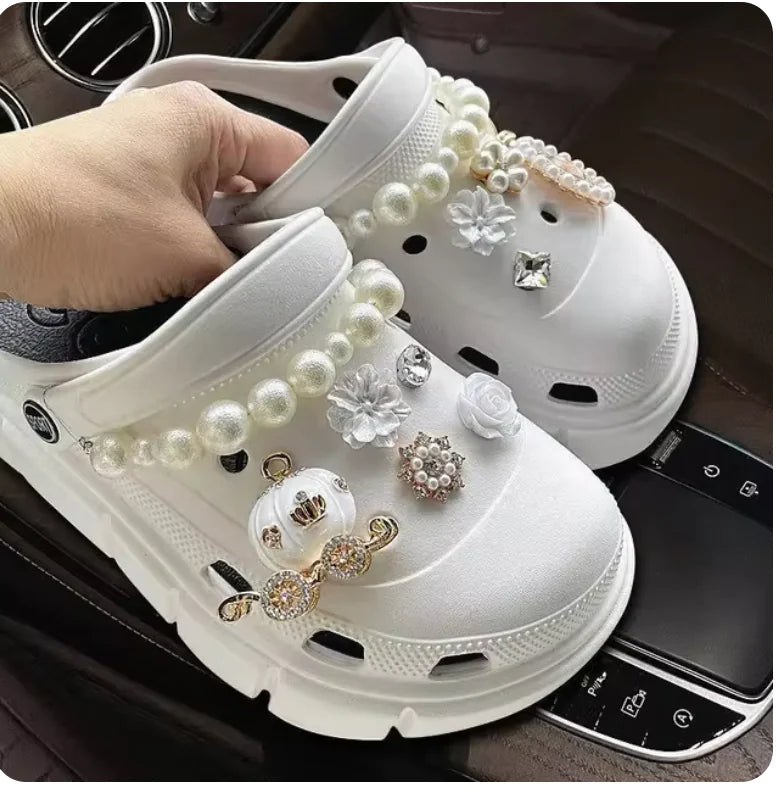 Pearl Chain Shoe Charms for Crocs and Sandals - Elegant Accessories