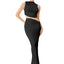 Verdusa Women's Two Piece Mock Neck Top and Maxi Skirt Set - Black